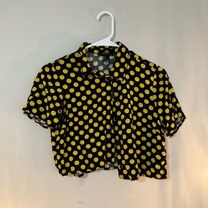 patterned navy crop top!!